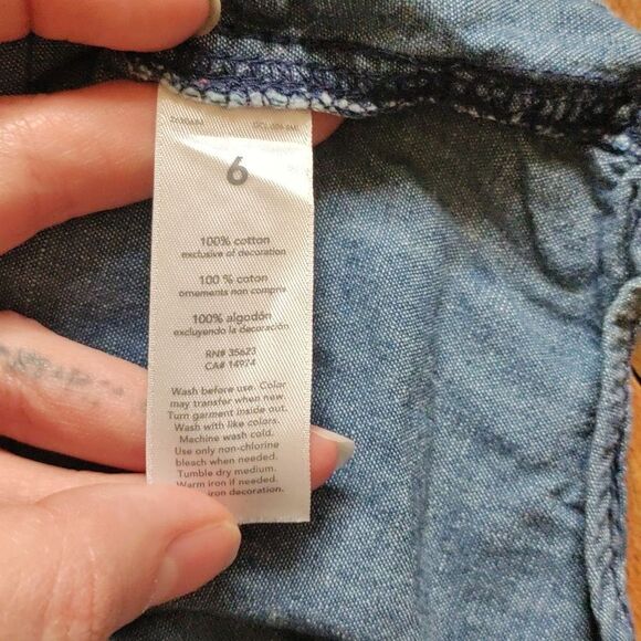 Carters Denim Button Up Shirt size 6 Long Sleeve Cotton Spring Easter - Picture 4 of 5